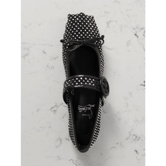 Christian Louboutin Mamastrapitina Flat Black Crystal Mesh Ballet Ballerina 38.5 - Picture 13 of 16